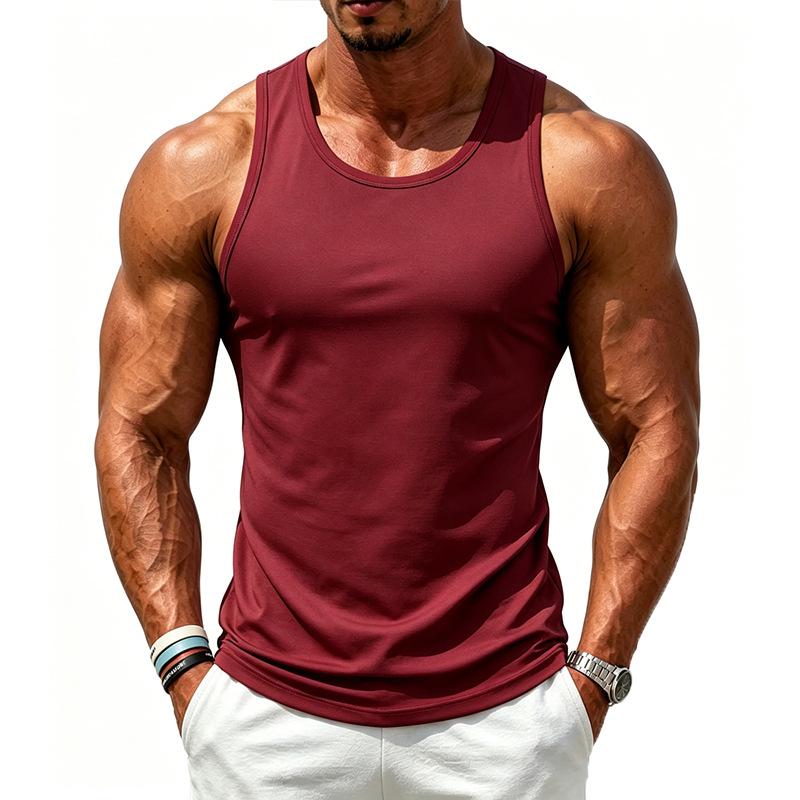 Men S Sleeveless Sports Vest Solid Color Casual Summer