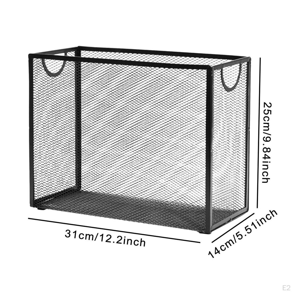 Mesh File Organizer Crate Space Saving Versatile with Handle Portable Office Basket Desk