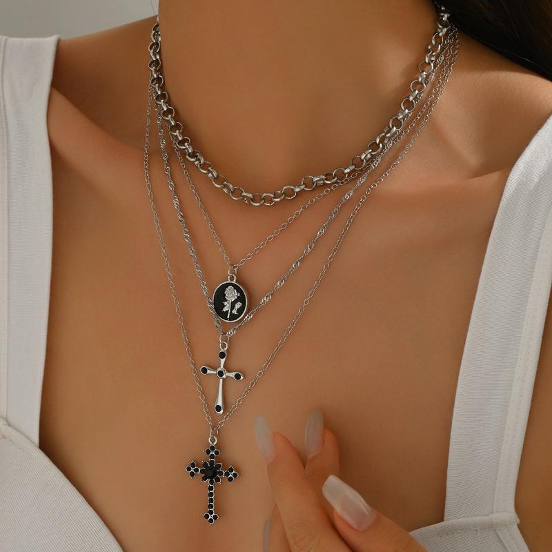 

Длинное ожерелье, персонализированное, ювелирные изделия с крестом, легкая роскошь, нишевое, многослойная подвеска, шейная цепочка, женская цепочка для свитера