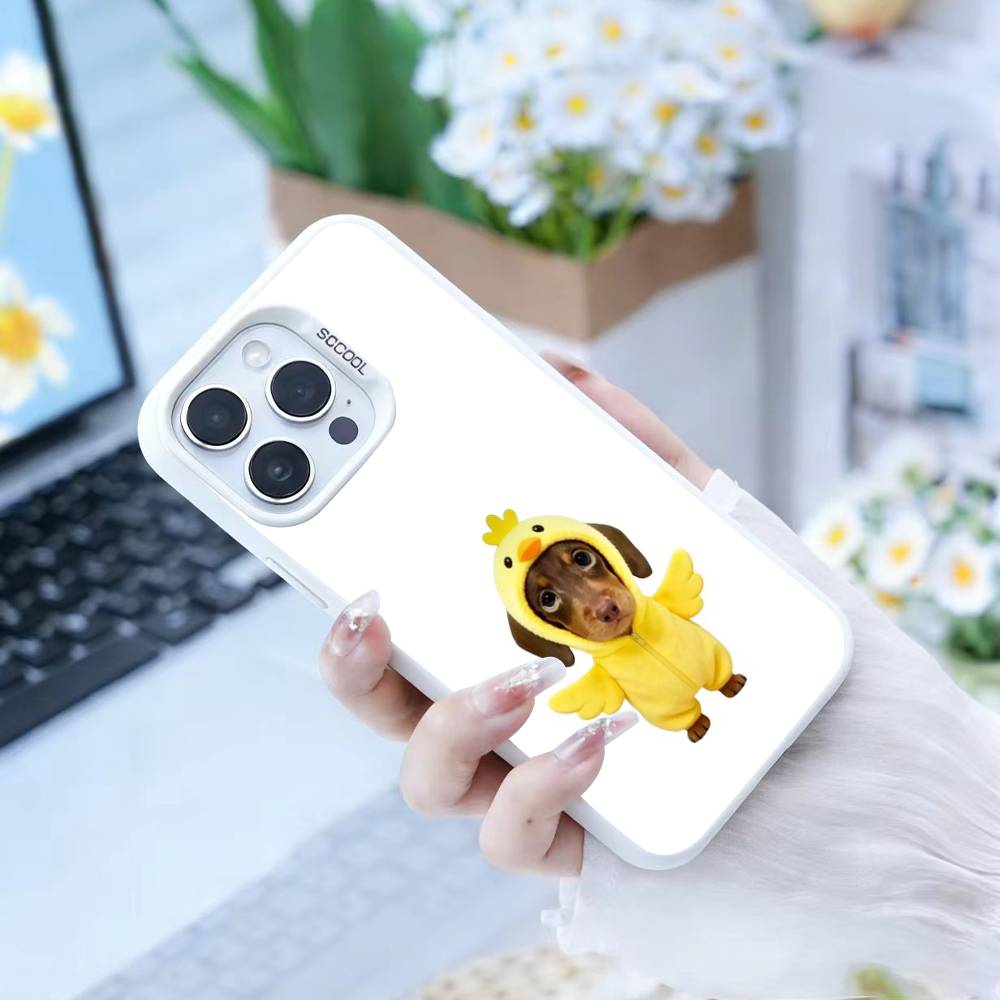 Goofy C-Dogs Big eyes Phone Case For iPhone17, 16,15,14,13,12 Pro Max Black Candy Matte Shockproof Cover