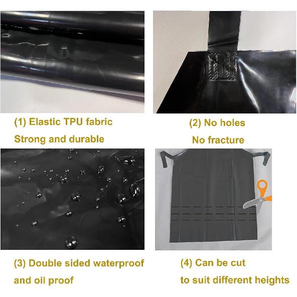 ELEBOX Waterproof Oil Proof Bib Apron Utility Apron Chemical Resistant Apron with Sleeve Work Apron Ultra Lightweight