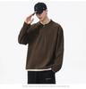 Men's Washed Two-Piece Look Long Sleeve American Streetwear Loose Heavyweight Plus Size Top 550