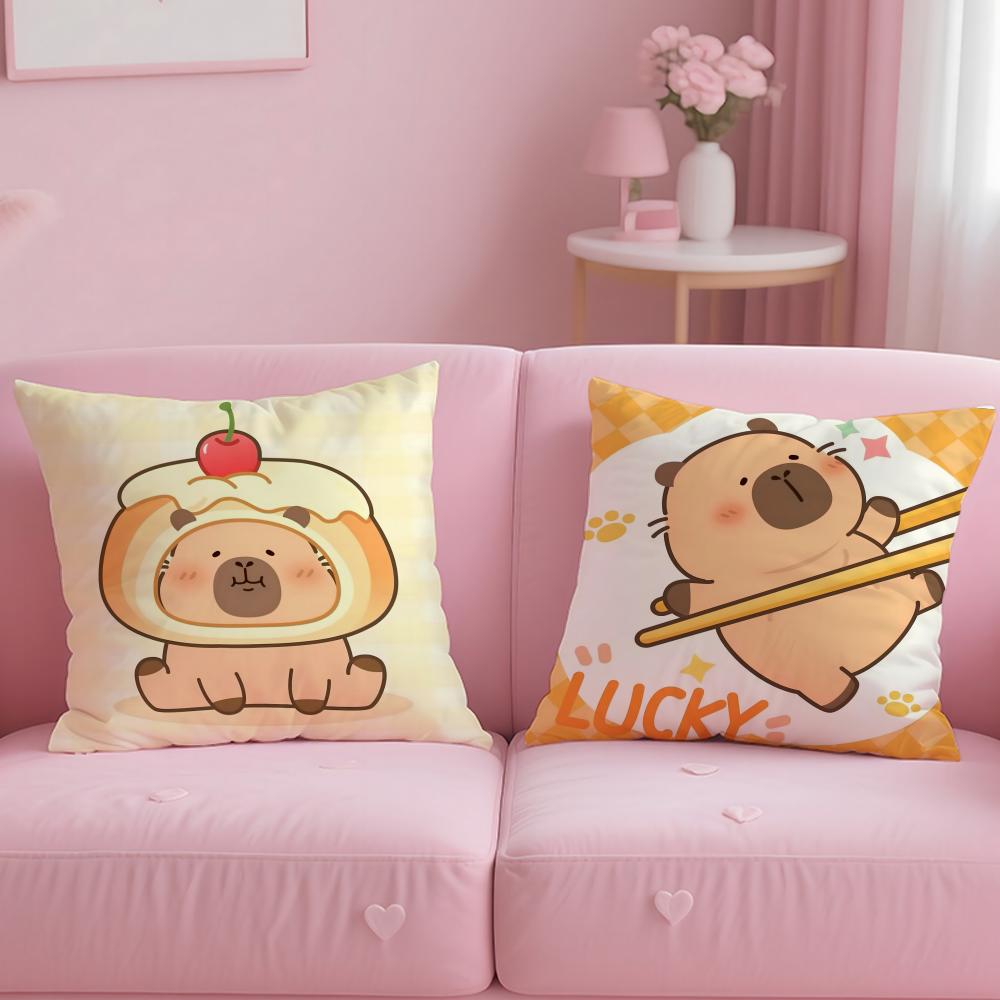 classic animal Capybara Cushion Cover Soft & Easy-Wash Pillow Case – Versatile for Couch, Bed, Travel and Office