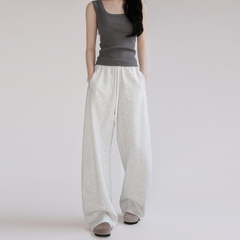 High-quality sweatpants women's spring and autumn new thin casual wide-leg sweatpants straight loose lazy scimitar pants