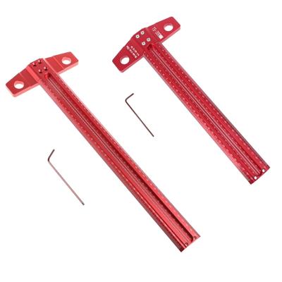 Precision Marking T-Ruler Aluminum Alloy Woodworking Scribe Marking Gauge Deluxe Crossed-out Hole Scribe Ruler 300/400mm