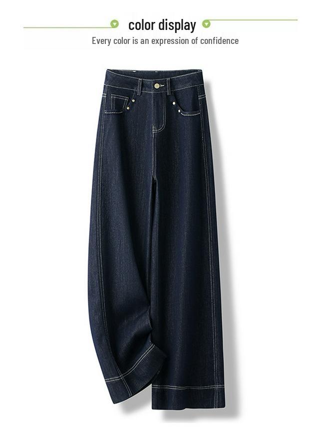 2025 Spring Women's Wide-Leg Denim Jeans - Loose Fit in Blue