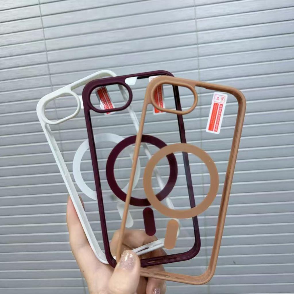 Silicone Magnetic Absorbing Simple Iphone16 Macaron Mobile Phone Case Apple 17 Transparent Acrylic 15 Drop Protection Case