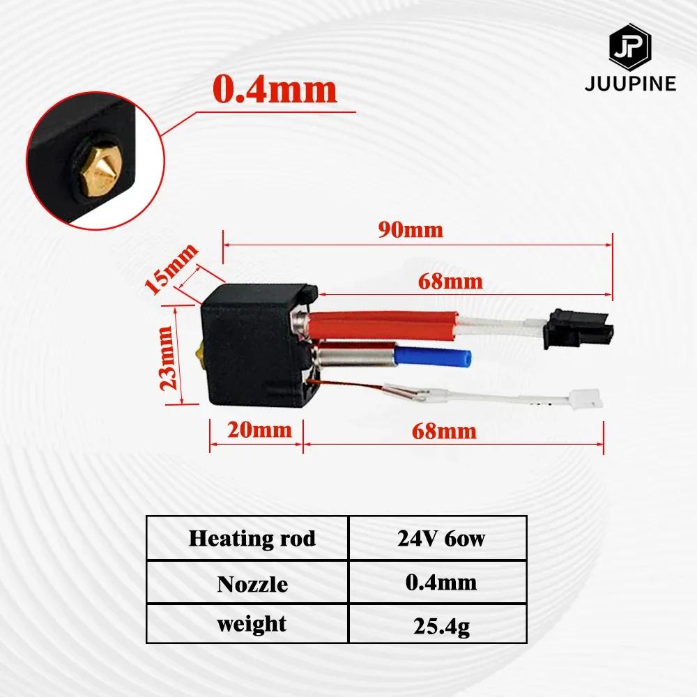 For Anycubic Kobra 2 Hotend 24V 60W Throat For Kobra 2 Hotend Nozzle Thermistor Heat Block Nozzle Heating Rod Telfon Tube