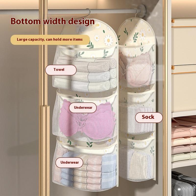 2/3Layer Large Capacity Storage Mesh Bag Underwear Socks Storage Bag Breathable Wardrobe Organizer With Clothes Hanger