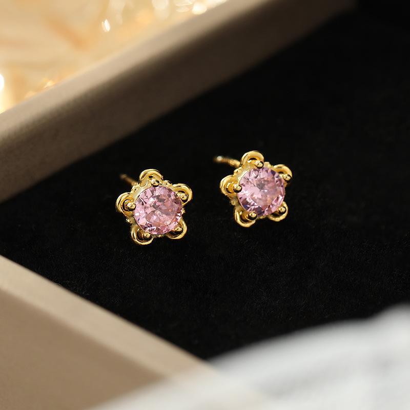 

Серьги-цветы Banyan Tree S925 из серебра с розовым цирконием для девочек silver золотой