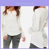 T-shirt da Donna Elegante con Lavorazione a Pizzo, Vestibilità Aderente, Manica Lunga, Top in Cotone