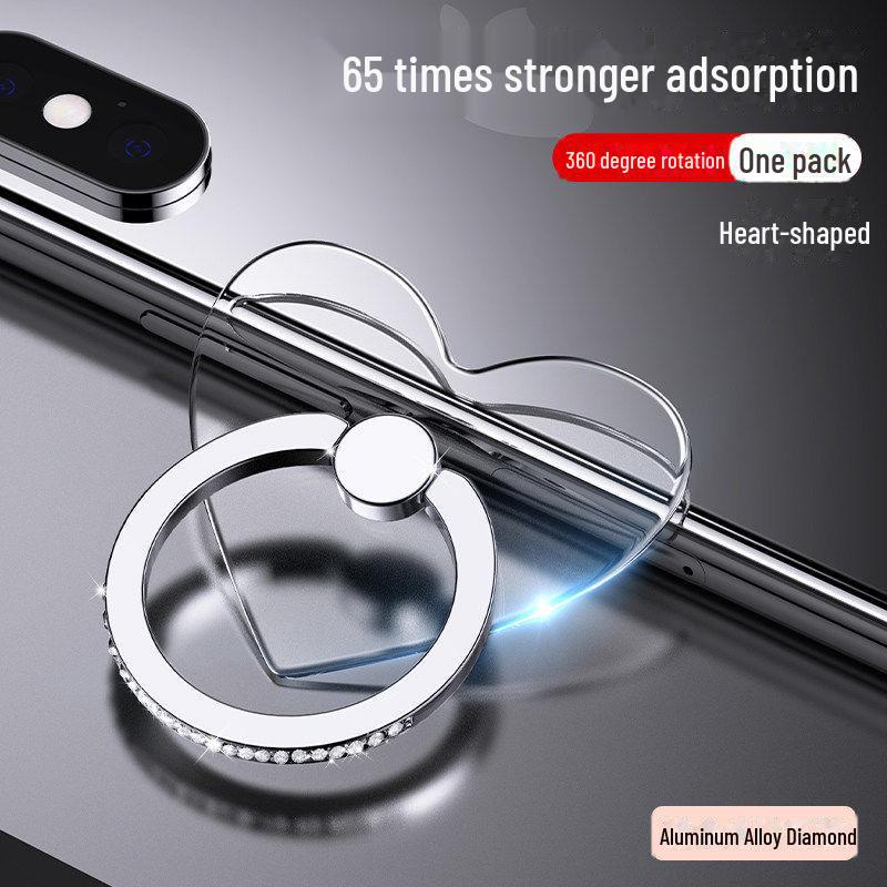 Soporte para Anillo de Teléfono Transparente con Incrustaciones de Diamantes Giratorio 360° con Adhesivo Fuerte
