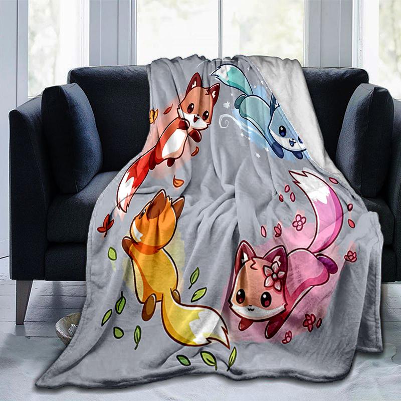 1pc Four Lively Kittens Blanket  Soft, Travel Use, Living Room, Travel, Camping, Car Blankets