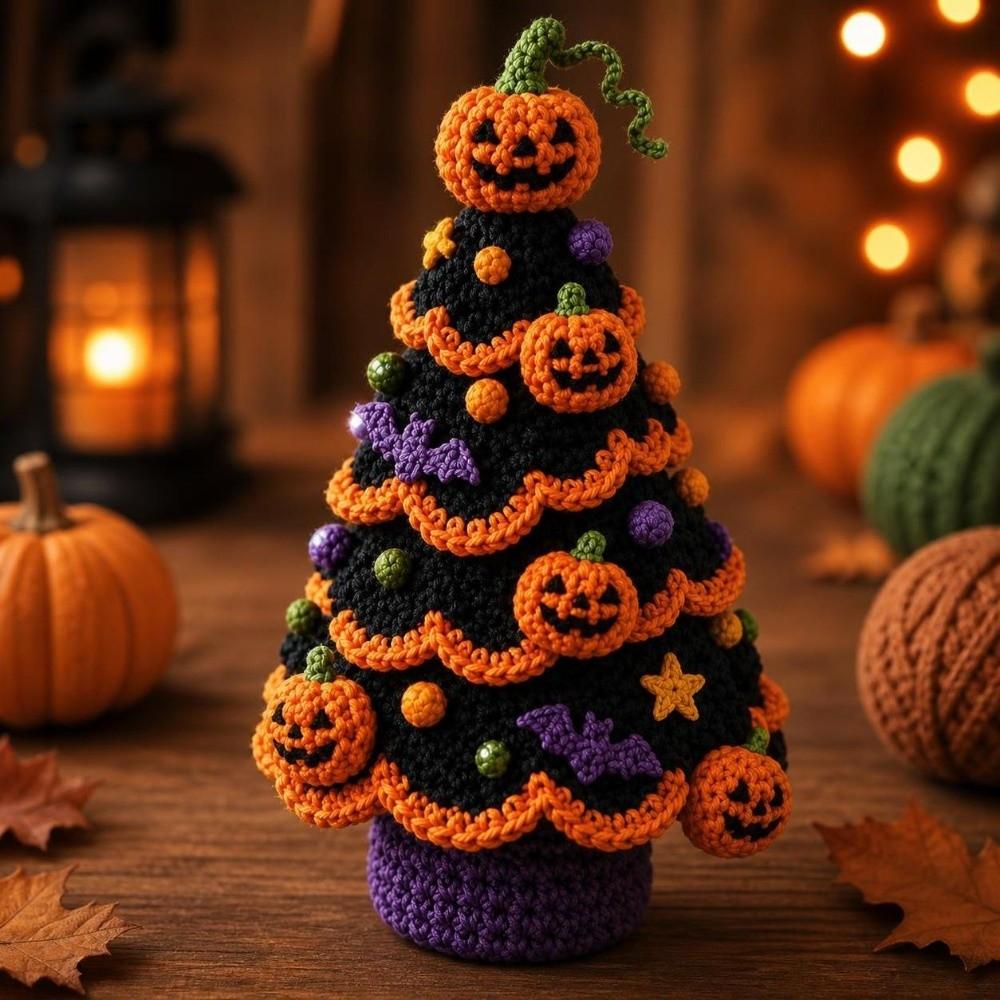 Handmade Christmas Party Crochet Decoration Festival Tabletop Christmas Tree Ornament  for Beginner