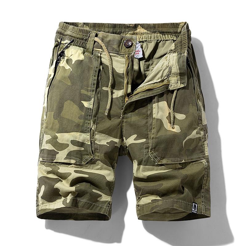 Men s Summer Retro Camo Trendy Outdoor Sports Cargo Shorts 28 хаки