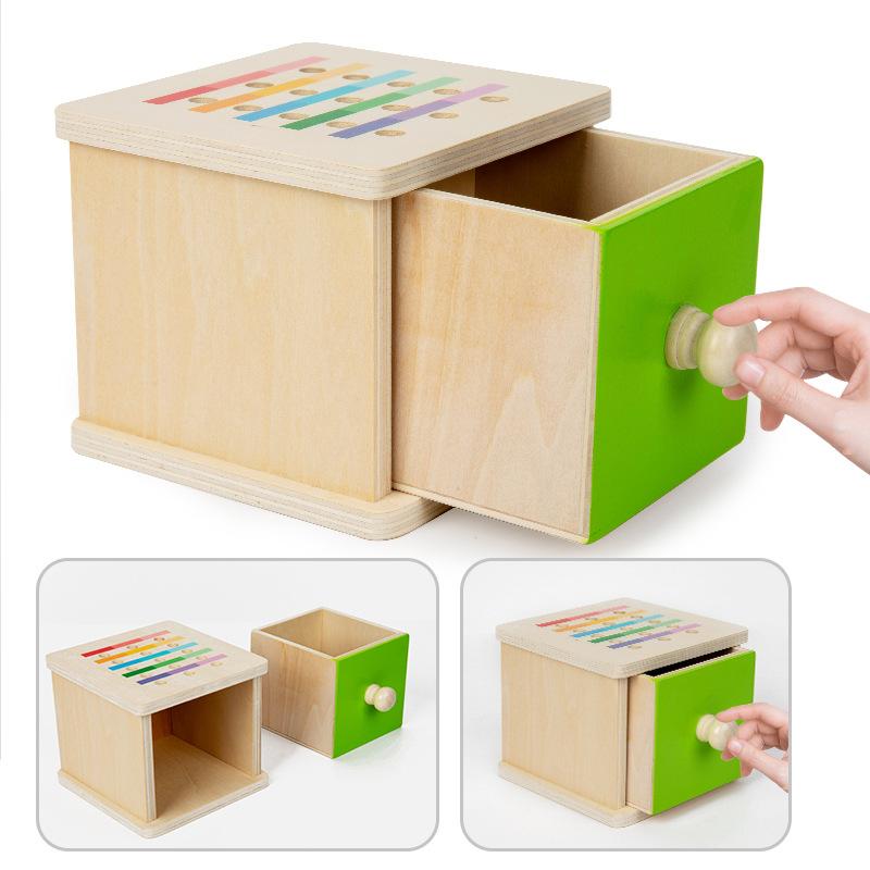 Montessori-Lernspielzeug für Kinder, pädagogische Klassifizierung, Münzbox, Farbe, kognitive Form, passender Stab, frühe Bildung