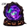Halloween Table Decor LED Lighted Faux Crystal Ball Decoration, Resin Witch/Skeleton/Cat/Ghost Figurine with Unique Gift for Friends Green/Purple