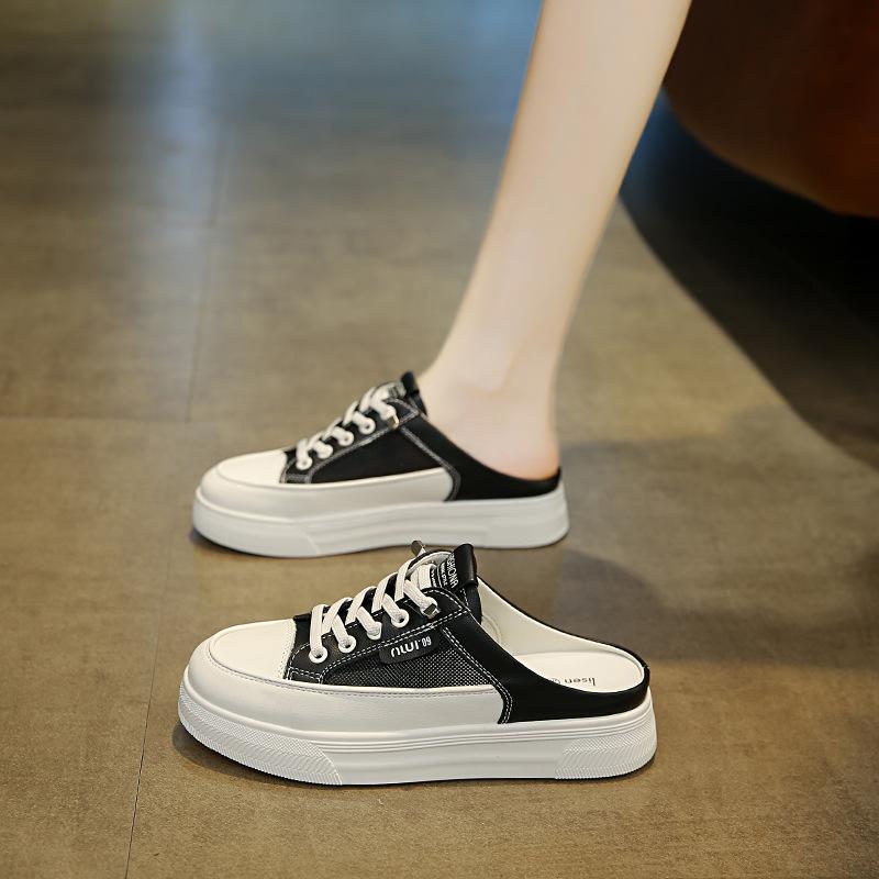Lazy Bag Head Half Slippers Women's New Models In 2025 Summer Wear Heelless Breathable Shoes Versatile Half Tray Women's Shoes