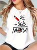 MOM Pattern Print TShirt Comfortable Womens Casual AllSeason TShirt Fashionable Womens Crew Neck Top Plus Size Shirt