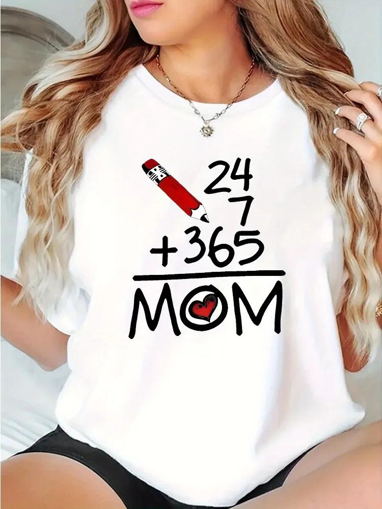 MOM Pattern Print TShirt Comfortable Womens Casual AllSeason TShirt Fashionable Womens Crew Neck Top Plus Size Shirt S