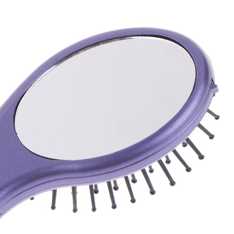 3-In-1 Portable Hair Brush With Mirror And Flat Top Comb Foldable Dual-Use Massage Feature Trendy Air Cushion Comb