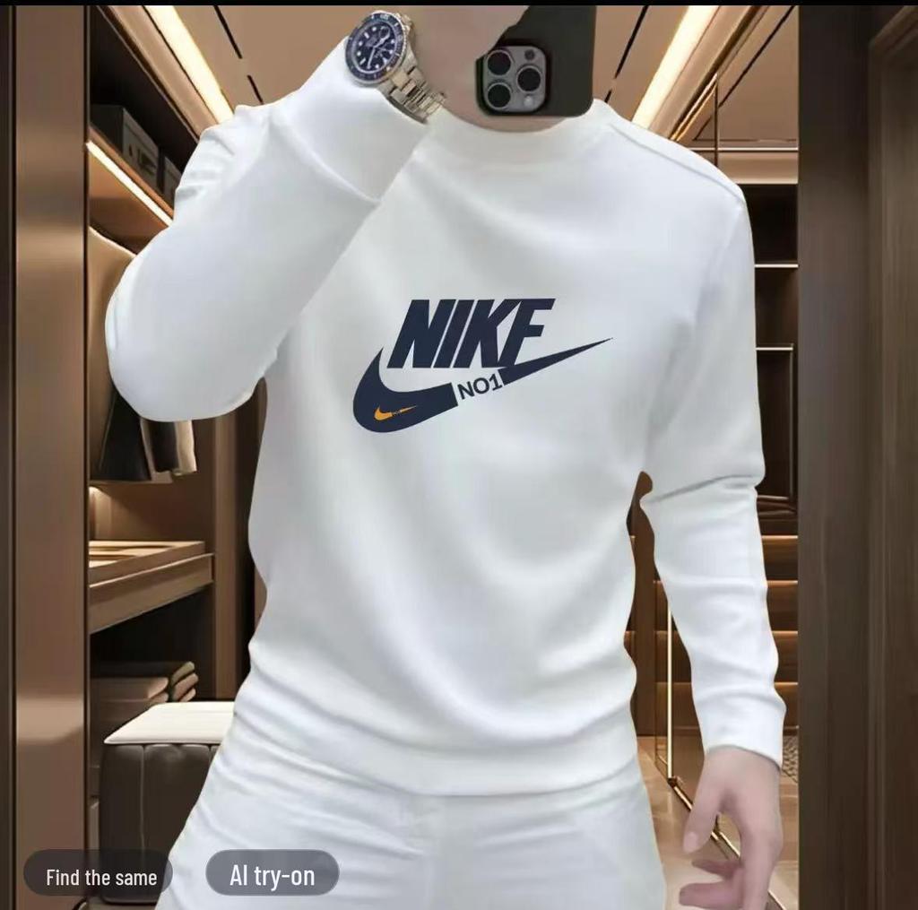 Modna luźna męska kurtka w stylu amerykańskim: Swobodna bluza z kapturem z długim rękawem i okrągłym dekoltem na jesień/zimę 2025