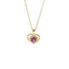 Purple Love Necklace Women'S Light Luxury Versatile Micro-Inlaid Zircon Heart-Shaped Clavicle Chain