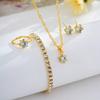 Round Zircon Pendant Earrings Bracelet 4pcs Jewelry Set Round Zircon Versatile Necklace Daily Party Matching Jewelry For Women