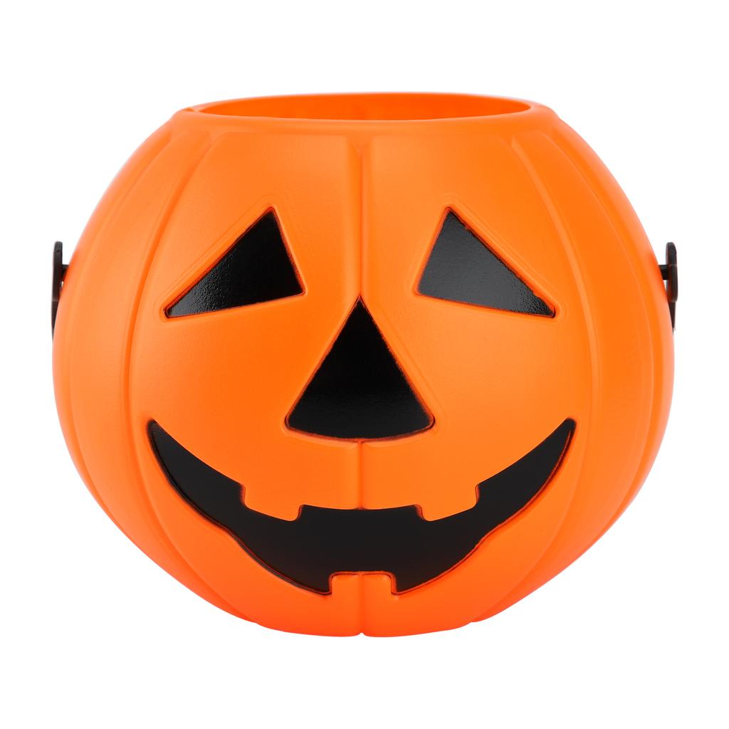 Pumpkin Candy Bucket Portable Plastic Pumpkin Bucket with Handle for Festival Party L
