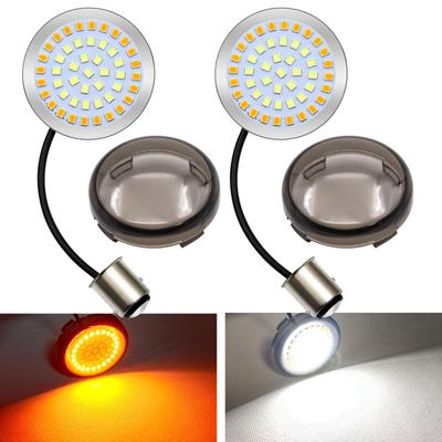 Clignotant Moto Aoling Jaune et S25 1157 2835 DRL Clignotant Lentille Fumée Jeu de 2 Lampes, Délice, Blanc, BAY15D, 48 Puces, + Fonction,