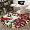 1 Alfombra Redonda de Gato y Demonio de Anime - Base Antideslizante para Silla de Oficina, Alfombra Antideslizante para Decoración del Hogar
