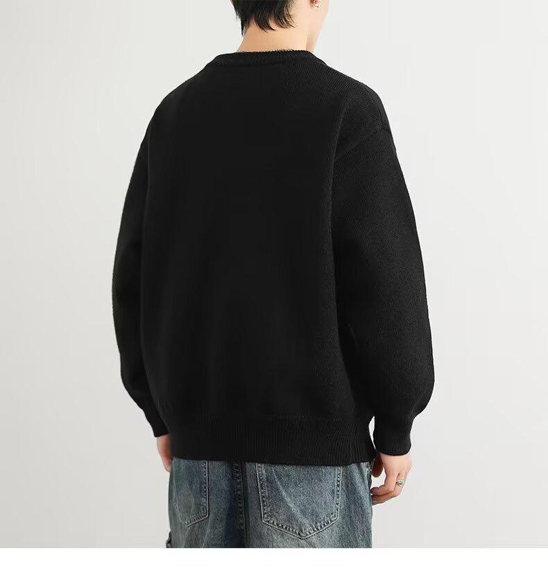 2025 Men's High-Quality Solid Color Retro Henley Knitwear for Autumn/Winter