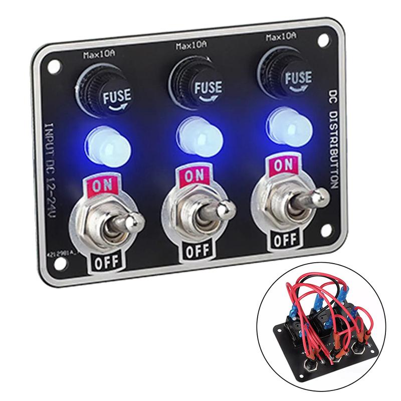 3 Gang Metal Rocker Switch Panel for Boats and Cars Waterproof with LED Indicators Ideal Circuit Breaker Solution