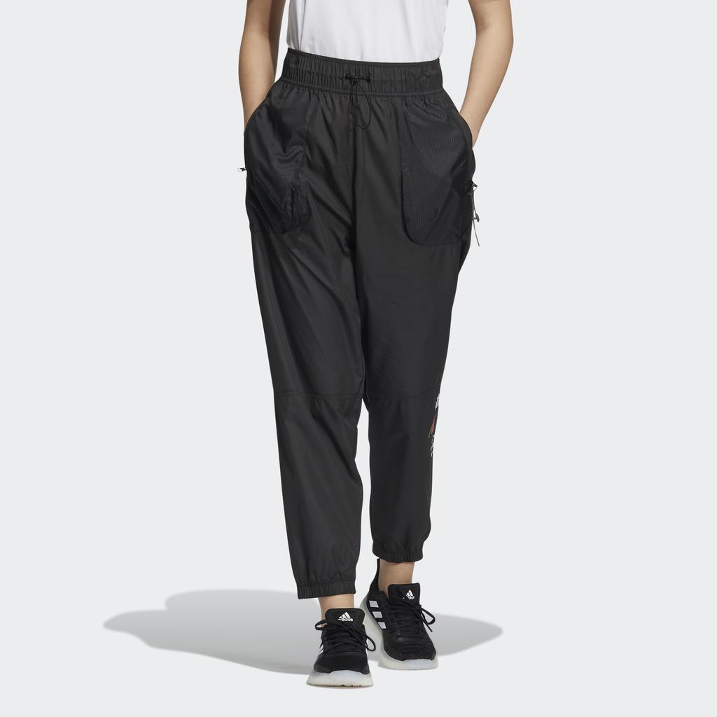 Adidas Elastic Cuff Woven Track Pants Women Bottoms Black HA3630