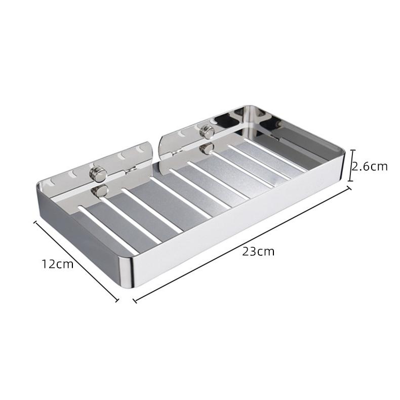 Stainless Steel Soap Box Rustproof Sponge Holder Silver Wall Mounted Soap Dish for Bath Shower Soap Shampoo  Bathroom Accessory
