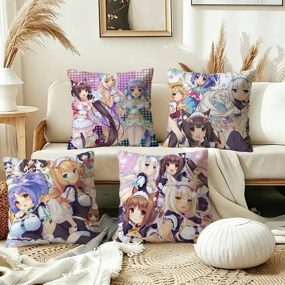 Anime Nekopara Pillow Cushion Cover Pillowcase Living Room Sofa Home Decor Customized