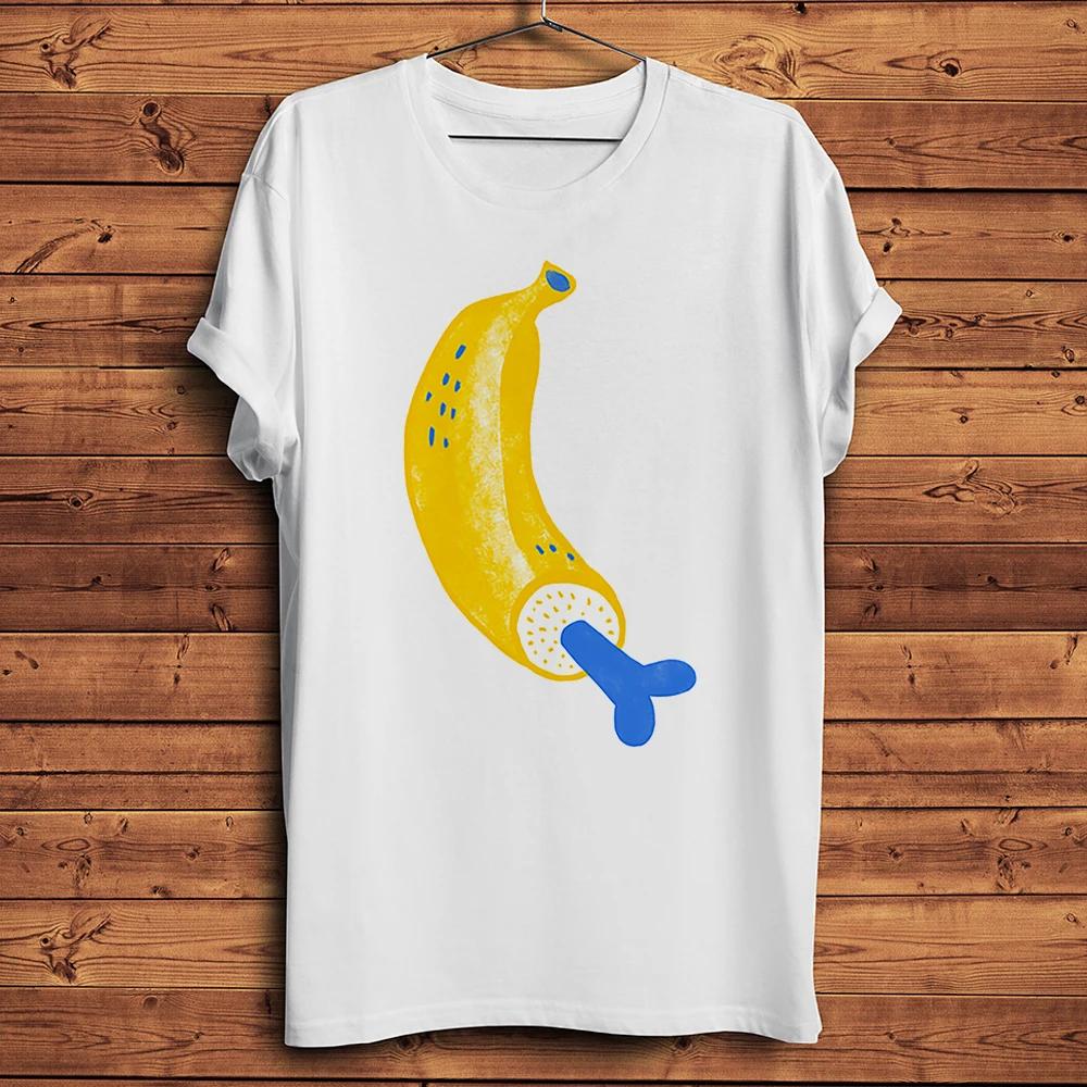 Amusing Naked Banana Funny Humorous TShirtShort Sleeve Casual White TshirtStreetwearBreathable Print Unisex Tee S