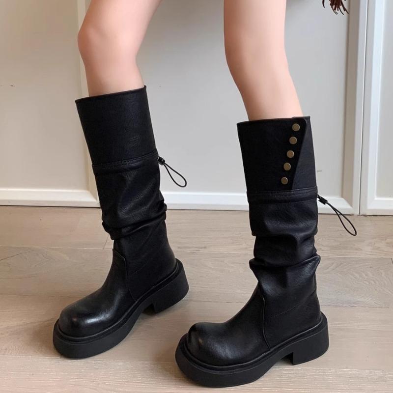 Wasteland Wind Wrinkled Muffin Thick-soled Piling Boots New Spice Girl Street Versatile Commuter Fashion Boots Women