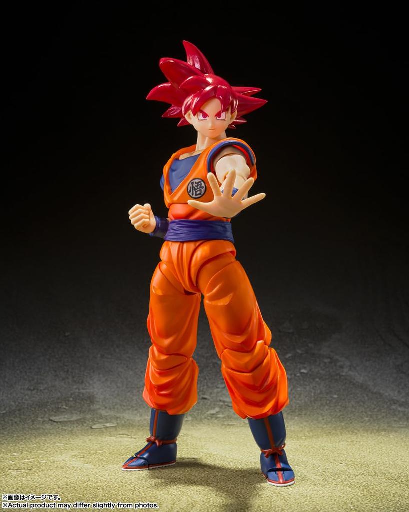 TAMASHII NATIONS Dragon Ball Super Super Saiyan Gott Son Goku Der Saiyajin-Gott, hervorgebracht durch ein rechtschaffenes Herz Ungefähr 140 mm PVC ABS Bemalt Beweglich