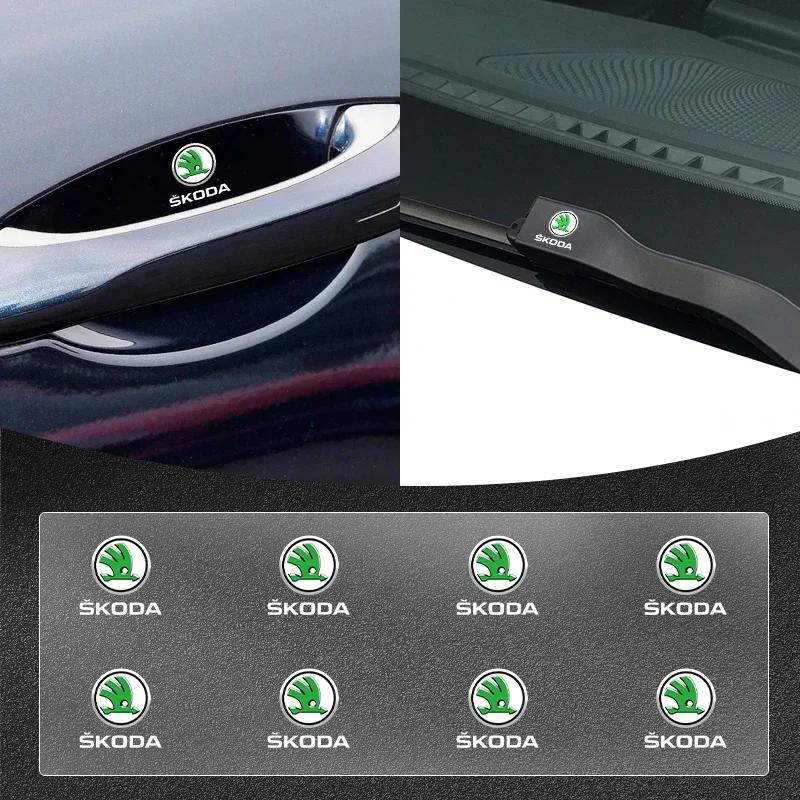 Car Sticker 2025 Hot Car Door Handle Stickers Car Window Wiper Decor Emblem For Skoda Rapid Octavia A2 A4 A5 A7 Karoq Fabia Kodi