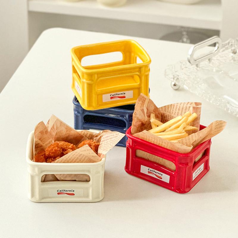 2025 Creative Ceramic Snack Bowl Living Room Home Fruit Bowl Cafe Snack Basket Popcorn French Fries Bowl