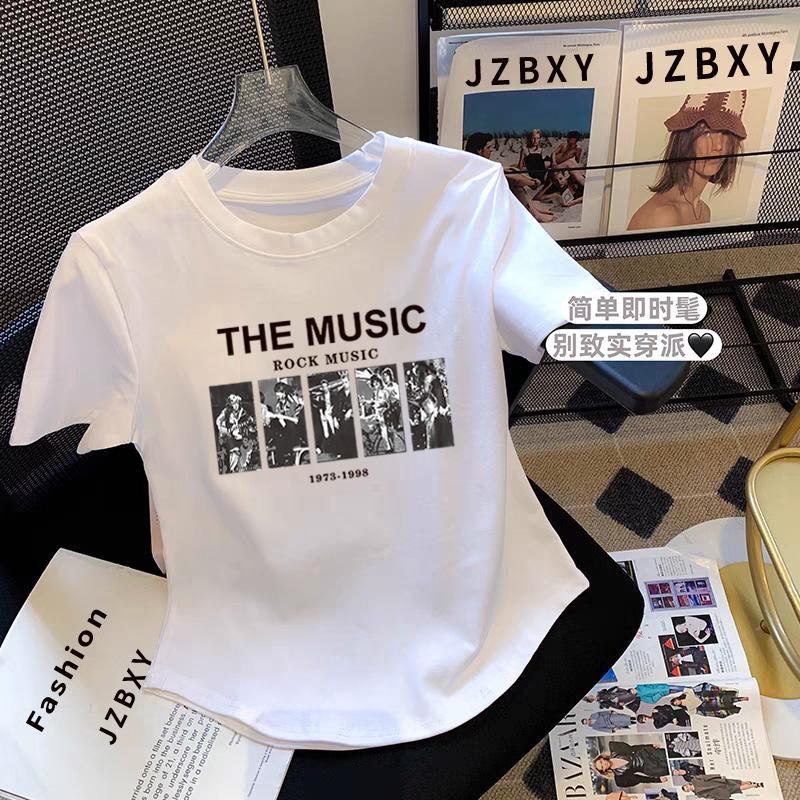 Pure cotton t-shirt white summer short-sleeved irregular hem arc t-shirt women's short slim-fitting sexy niche top