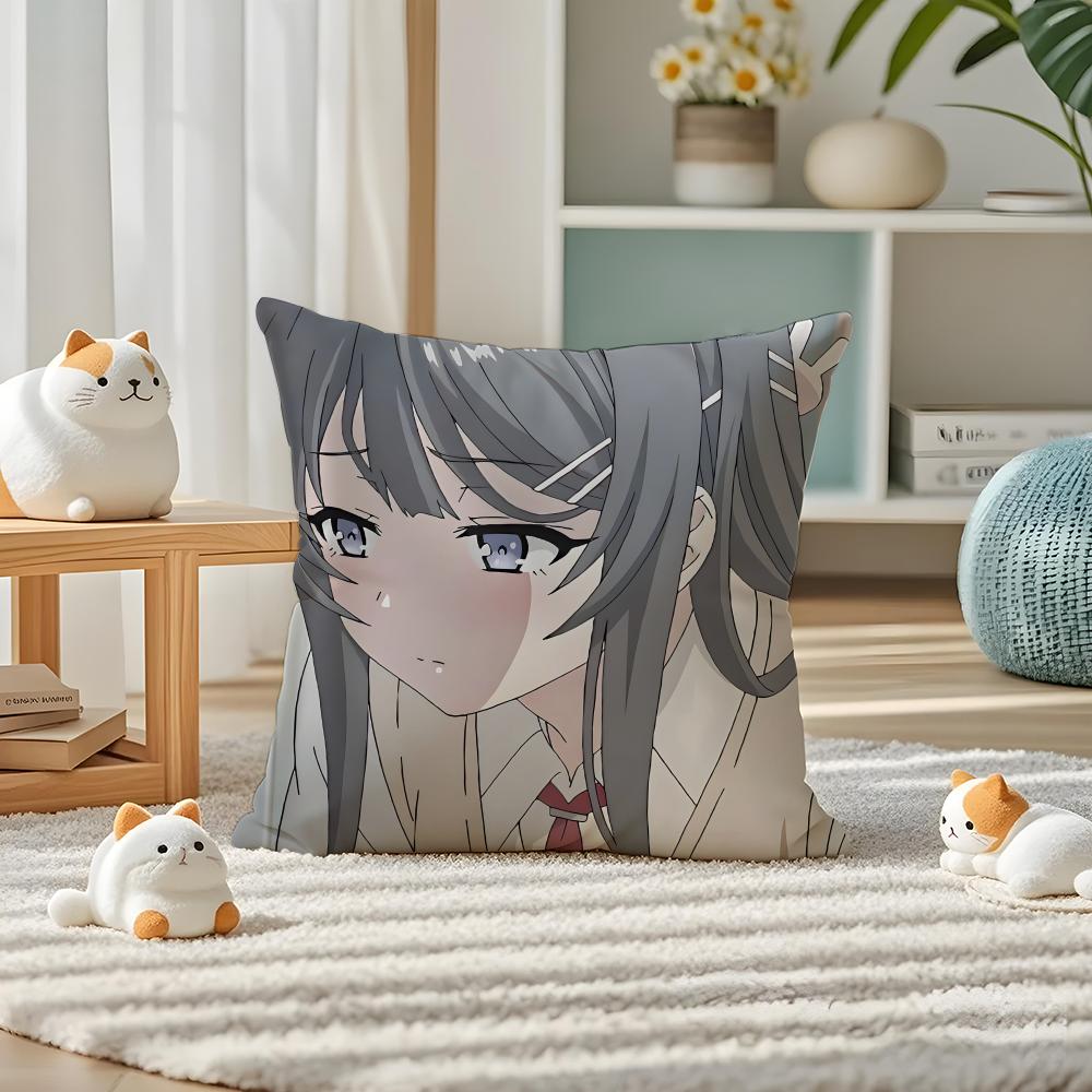 Mai Sakurajima Sexy Pillow Case Silky Elegant Comfort Sofa Bed Invisible Zipper