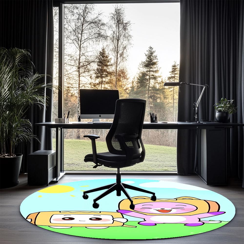 LankyBox Bedruckter Runder Teppich Teppichboden Stuhlteppich Bereichsteppich Eingang Fußmatten, für Bürostuhl Wohnzimmer Schlafzimmer Küchenraum.