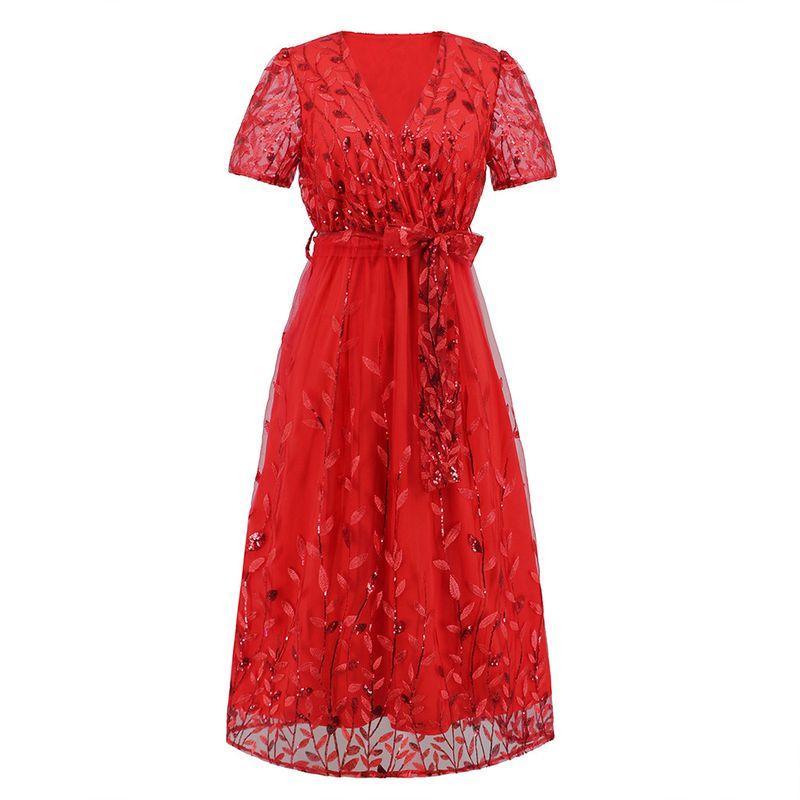 Women's Slim Fit V-neck Mid Length Dress Silm V Neck Mid Length Long Length Dress