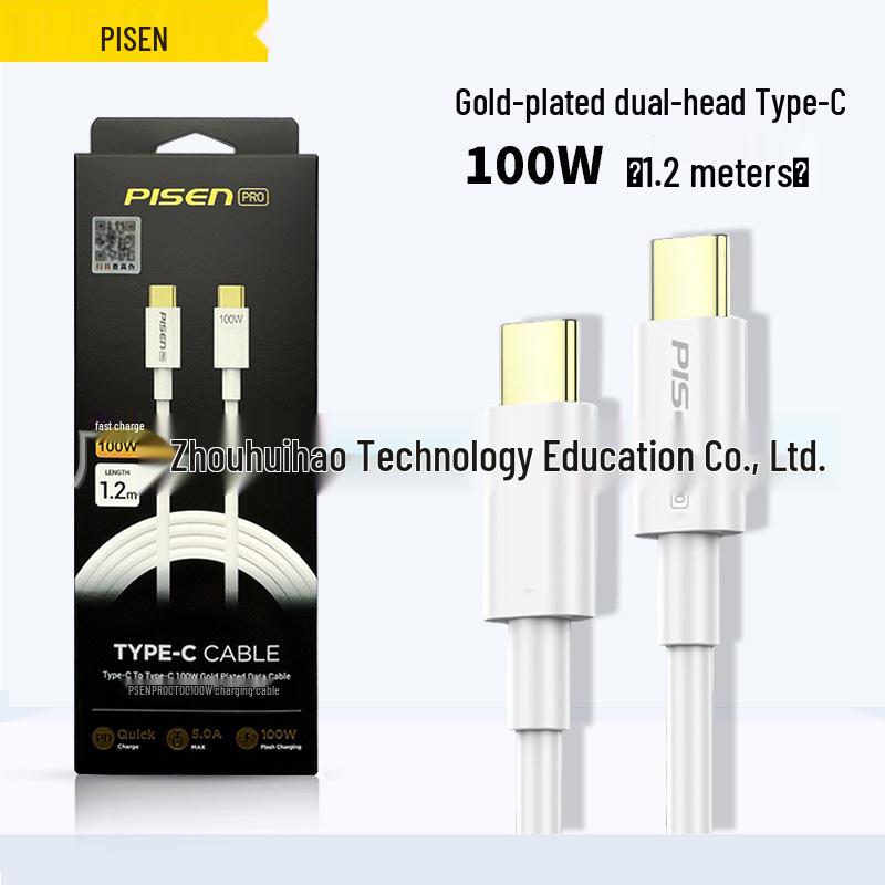 PISEN 100W Type-C Male to Male Dual-Head PD Fast Charging Cable for MacBook Pro