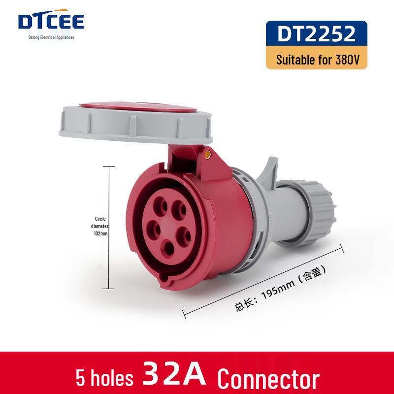 Second Gen IP67 Industrial Aviation Socket Connector 16A/32A, 3-Core/4-Core/5-Core, Non-Explosion-Proof