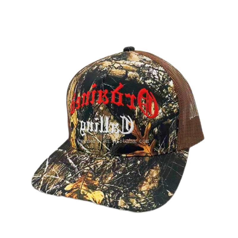 Mesh Embroidery Custom logo Trucker Hat Cap, Camo Trucker Hat, Cotton Polyester Camouflage Caps Camo Trucker Hat