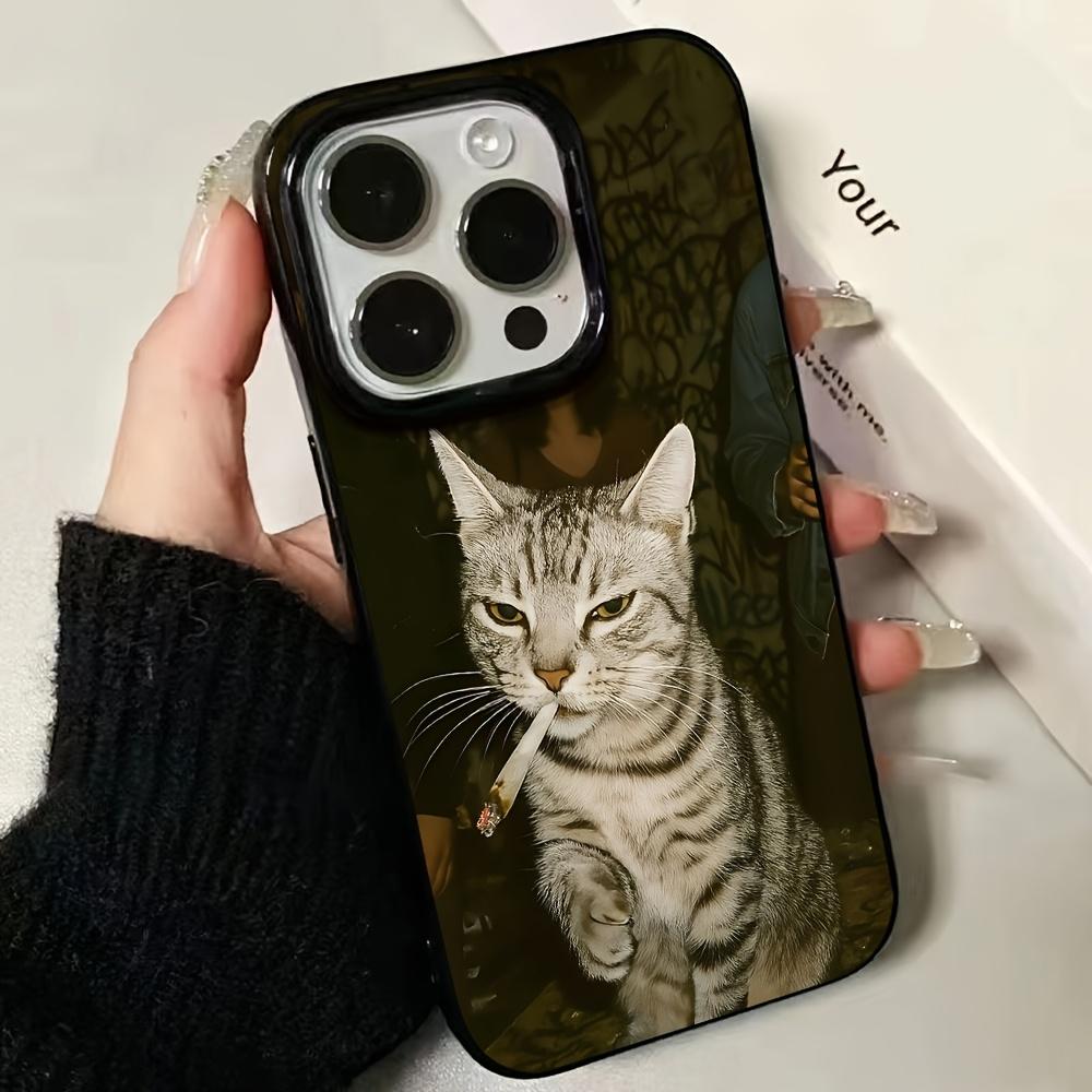 Cool Cat Smoking Pattern Phone Case for iPhone 17/17air/17pro/17promax/16/15/14/13/12/11 Pro Max Popular Birthday Gift
