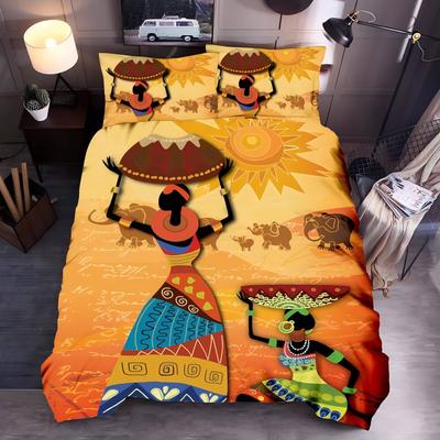 African Woman 3D Printed Quilt Cover Retro Exotic Tribal Black Girl Pattern Bedding Cover Luxury Home Textiles Duvet Cover Sets